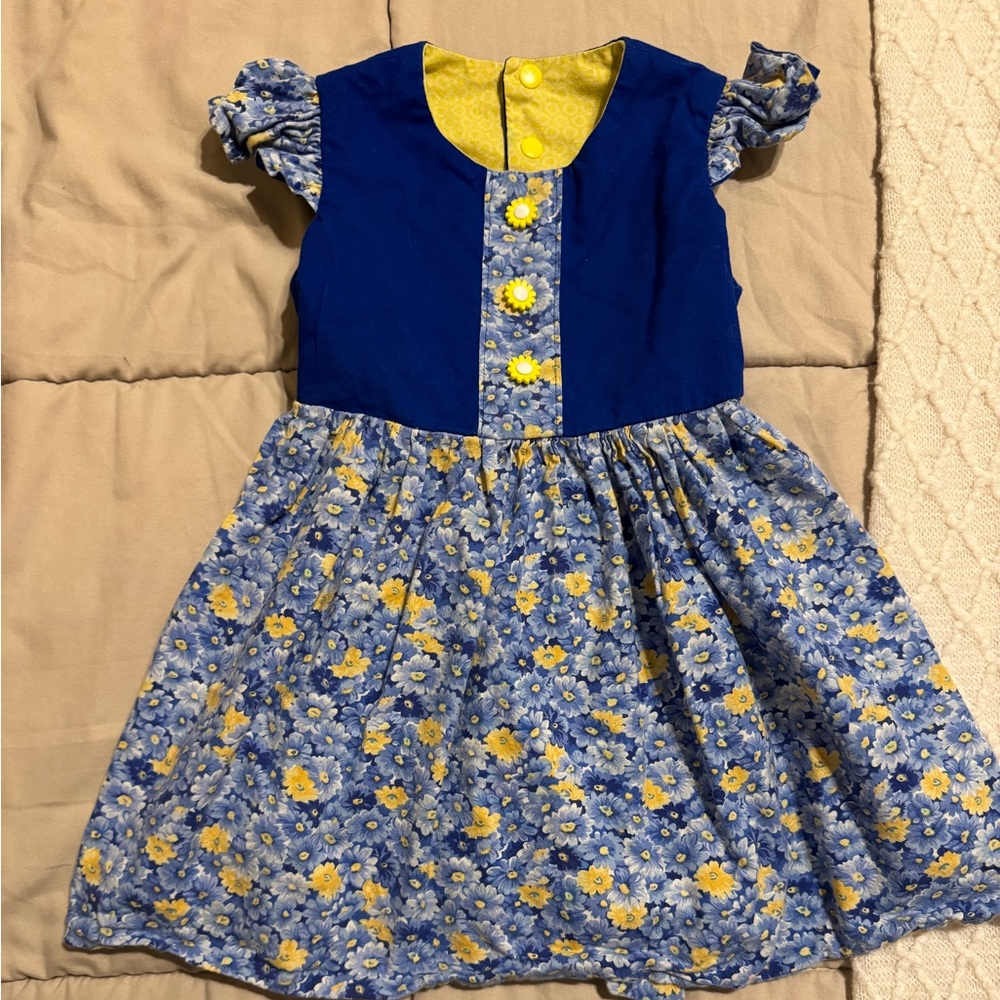 Blue and Yellow Floral Kids Dress